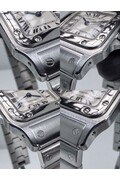 24mm • 2009 Cartier Santos Galbee Ref.1565 Cal.157 White Roman Dial Quartz Watch Full Set